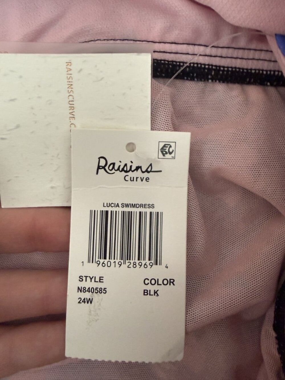 NWT Raisins Curve Lucia Swimdress Swimsuit Black Floral Size 24W $106 [jb] - Picture 10 of 10